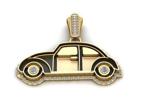 Pingente de carro retr&ocirc; dourado joias de ve&iacute;culo de luxo STL-OBJ Modelo de Impressão 3D