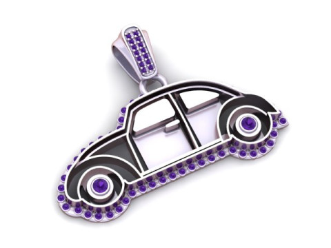 Altın Retro Araba Kolye Lüks Araç Takı STL-OBJ 3D Baskı Modeli