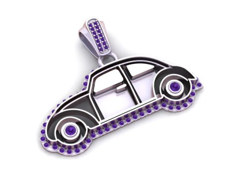 Golden Retro Car Pendant Luxury Vehicle Jewelry STL-OBJ 3D Print Model