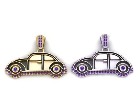 Golden Retro Car Pendant Luxury Vehicle Jewelry STL-OBJ 3D Print Model