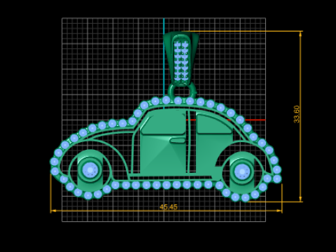 Altın Retro Araba Kolye Lüks Araç Takı STL-OBJ 3D Baskı Modeli