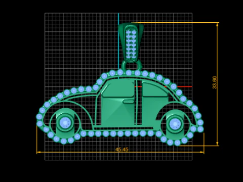 Golden Retro Car Pendant Luxury Vehicle Jewelry STL-OBJ 3D Print Model