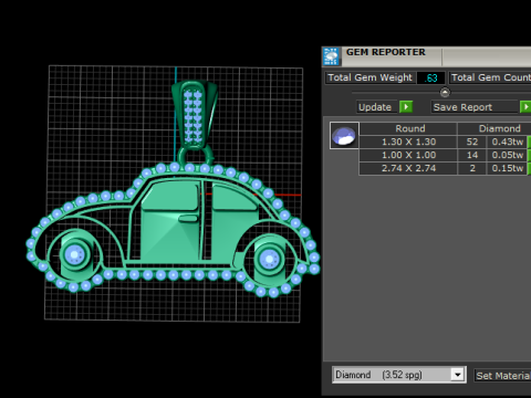 Altın Retro Araba Kolye Lüks Araç Takı STL-OBJ 3D Baskı Modeli