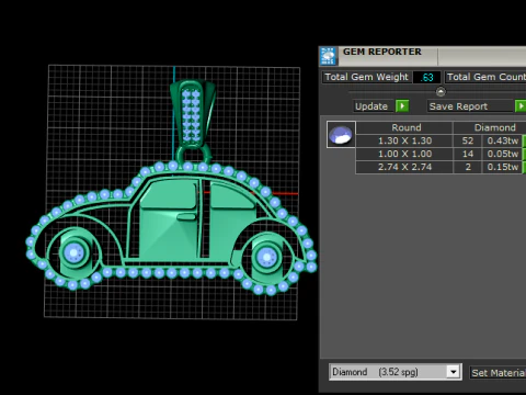 Golden Retro Car Pendant Luxury Vehicle Jewelry STL-OBJ 3D Print Model