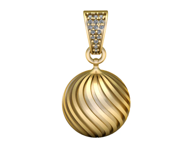 Golden Swirl Sphere Pendant Luxury Spiral Ball Jewelry 3D Print Model .c4d .max .obj .3ds .fbx .stl .blend