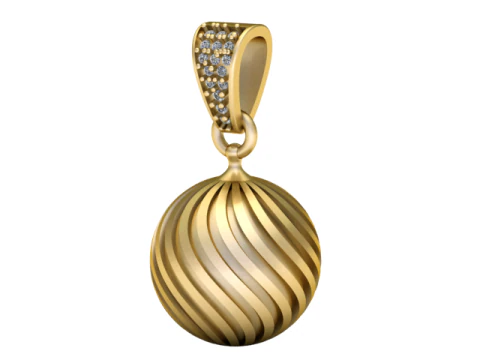 Golden Swirl Sphere Pendant Luxury Spiral Ball Jewelry 3D Print Model