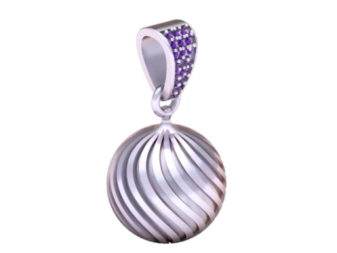 Golden Swirl Sphere Pendant Luxury Spiral Ball Jewelry 3D Print Model