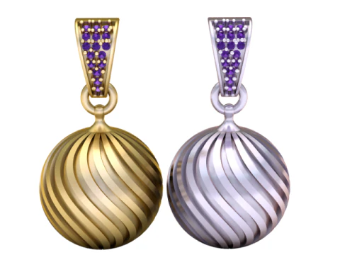 Golden Swirl Sphere Pendant Luxury Spiral Ball Jewelry 3D Print Model