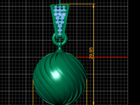 Golden Swirl Sphere Pendant Luxury Spiral Ball Jewelry 3D Print Model