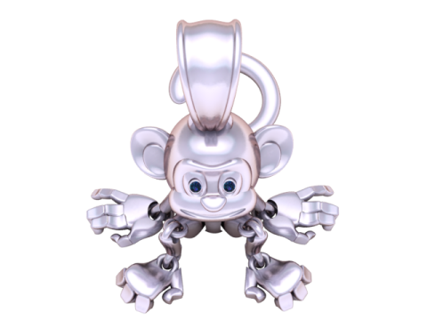 ゴールデン モンキー チャーム アーティキュレート ジェムストーン ペンダント 3Dプリントモデル