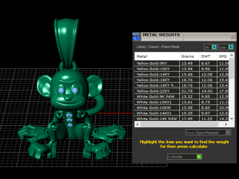 ゴールデン モンキー チャーム アーティキュレート ジェムストーン ペンダント 3Dプリントモデル