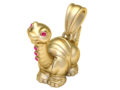 Gouden Dino Buddy Edelsteen Brontosaurus Hanger 3D printmodel