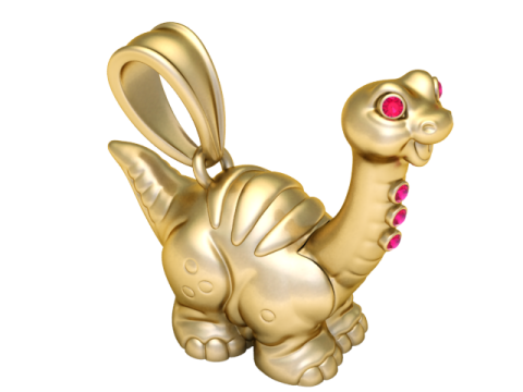 Gouden Dino Buddy Edelsteen Brontosaurus Hanger 3D printmodel