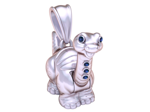 Gouden Dino Buddy Edelsteen Brontosaurus Hanger 3D printmodel