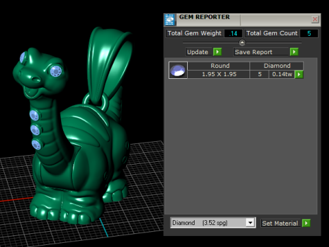 Gouden Dino Buddy Edelsteen Brontosaurus Hanger 3D printmodel