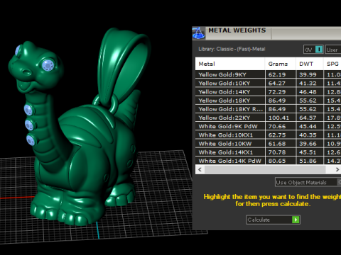 Gouden Dino Buddy Edelsteen Brontosaurus Hanger 3D printmodel