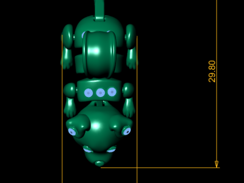 Liontin Artikulasi Batu Permata Pesona Anak Anjing Emas Model Cetak 3D