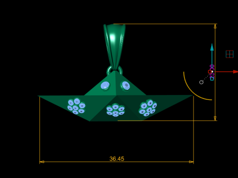 Golden Paper Boat Charm Gemstone Origami Pendant 3D Print Model