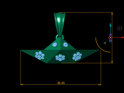 Golden Paper Boat Charm Gemstone Origami Pendant 3D Print Model