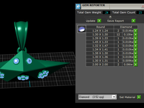 Golden Paper Boat Charm Gemstone Origami Pendant 3D Print Model