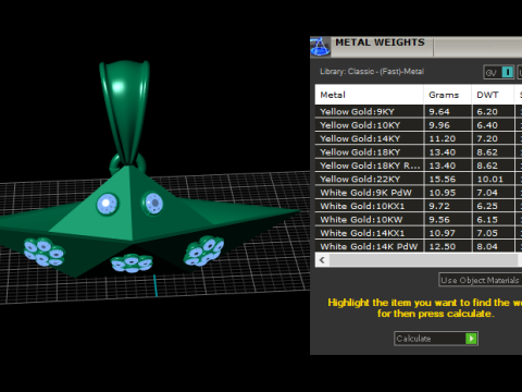 Golden Paper Boat Charm Gemstone Origami Pendant 3D Print Model