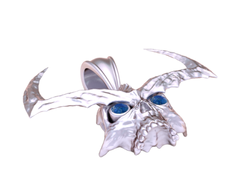 Ciondolo gotico con pietra preziosa teschio cornuto dell'inferno Modello di stampa 3D