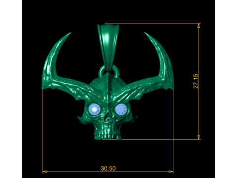 Ciondolo gotico con pietra preziosa teschio cornuto dell'inferno Modello di stampa 3D
