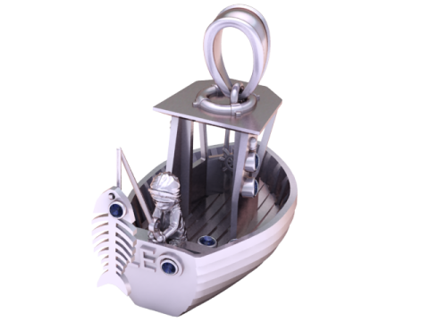 Golden Fishermans Voyage ジェムストーン漁船ペンダント 3Dプリントモデル