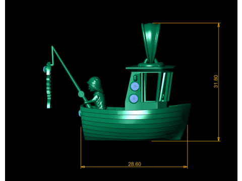 Golden Fishermans Voyage ジェムストーン漁船ペンダント 3Dプリントモデル