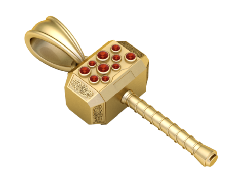 ゴールデンサンダーハンマージェムストーンパワーペンダント 3Dプリントモデル