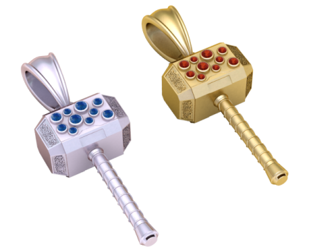 ゴールデンサンダーハンマージェムストーンパワーペンダント 3Dプリントモデル