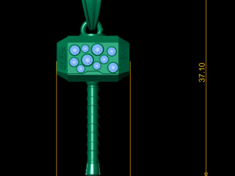 ゴールデンサンダーハンマージェムストーンパワーペンダント 3Dプリントモデル