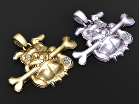 Pingente Bulldog Bone Grinder Edição Ouro Modelo de Impressão 3D