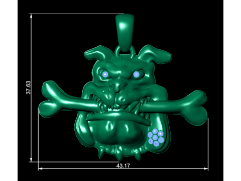 Pingente Bulldog Bone Grinder Edição Ouro Modelo de Impressão 3D