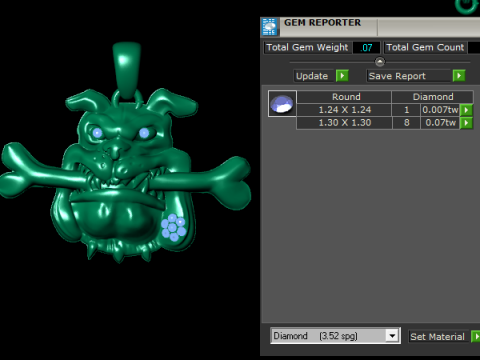 Pingente Bulldog Bone Grinder Edição Ouro Modelo de Impressão 3D