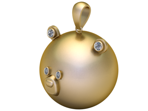 Wisiorek w kształcie diamentowej kuli w kształcie misia, edycja złota Model do druku 3D