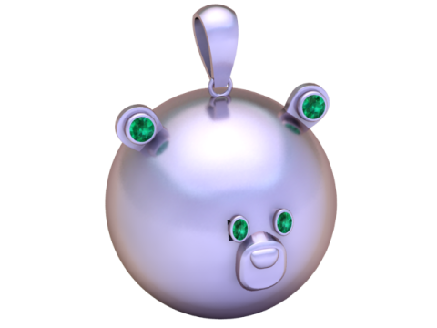 Wisiorek w kształcie diamentowej kuli w kształcie misia, edycja złota Model do druku 3D