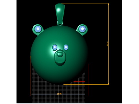 Wisiorek w kształcie diamentowej kuli w kształcie misia, edycja złota Model do druku 3D