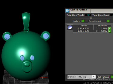 Wisiorek w kształcie diamentowej kuli w kształcie misia, edycja złota Model do druku 3D