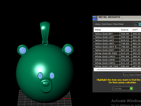 Wisiorek w kształcie diamentowej kuli w kształcie misia, edycja złota Model do druku 3D