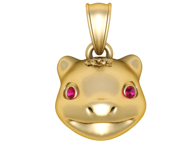 Кулон із золотим смайликом 3D Принт Модель .c4d .max .obj .3ds .fbx .stl .blend