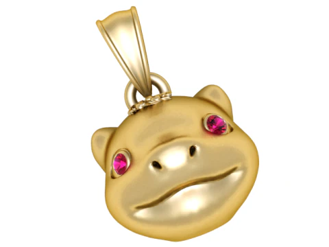 Golden Smiley Creature Pendant 3D Print Model
