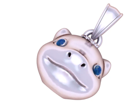 Golden Smiley Creature Pendant 3D Print Model