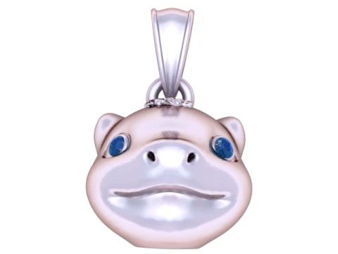 Golden Smiley Creature Pendant 3D Print Model