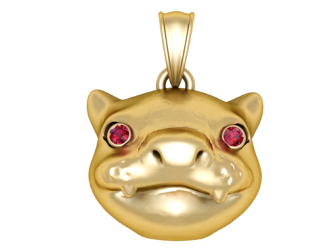 Ciondolo creatura con le zanne dorate Modello di stampa 3D