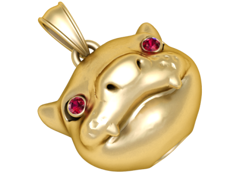 黄金の牙を持つ生き物ペンダント 3Dプリントモデル