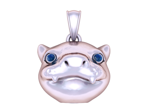 黄金の牙を持つ生き物ペンダント 3Dプリントモデル