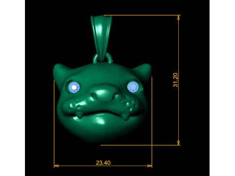 黄金の牙を持つ生き物ペンダント 3Dプリントモデル