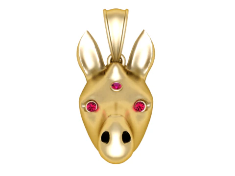 Golden Triple-Gem Creature Pendant 3D Print Model