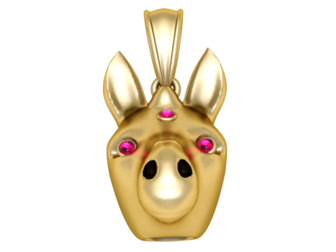 황금 삼중 보석 생물 펜던트 3D 프린트 모델